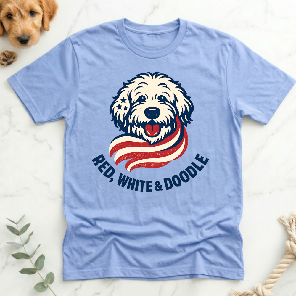 Red White Doodle Flag T-Shirt