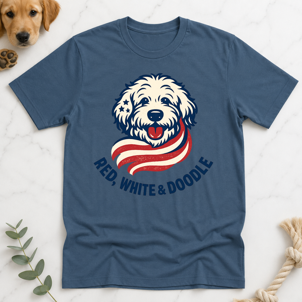 Red White Doodle Flag T-Shirt