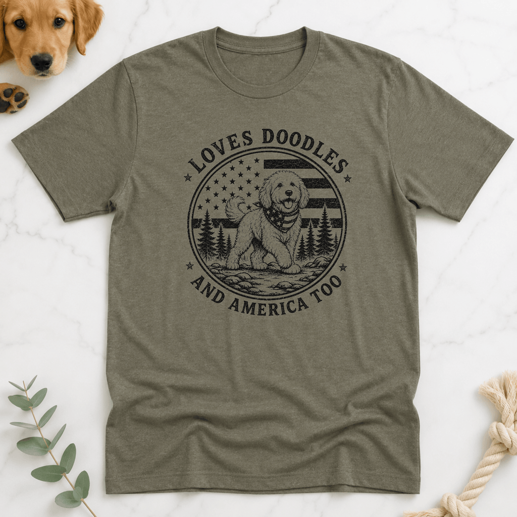 Loves Doodles and America Too T-Shirt - Doodle Brothers Co