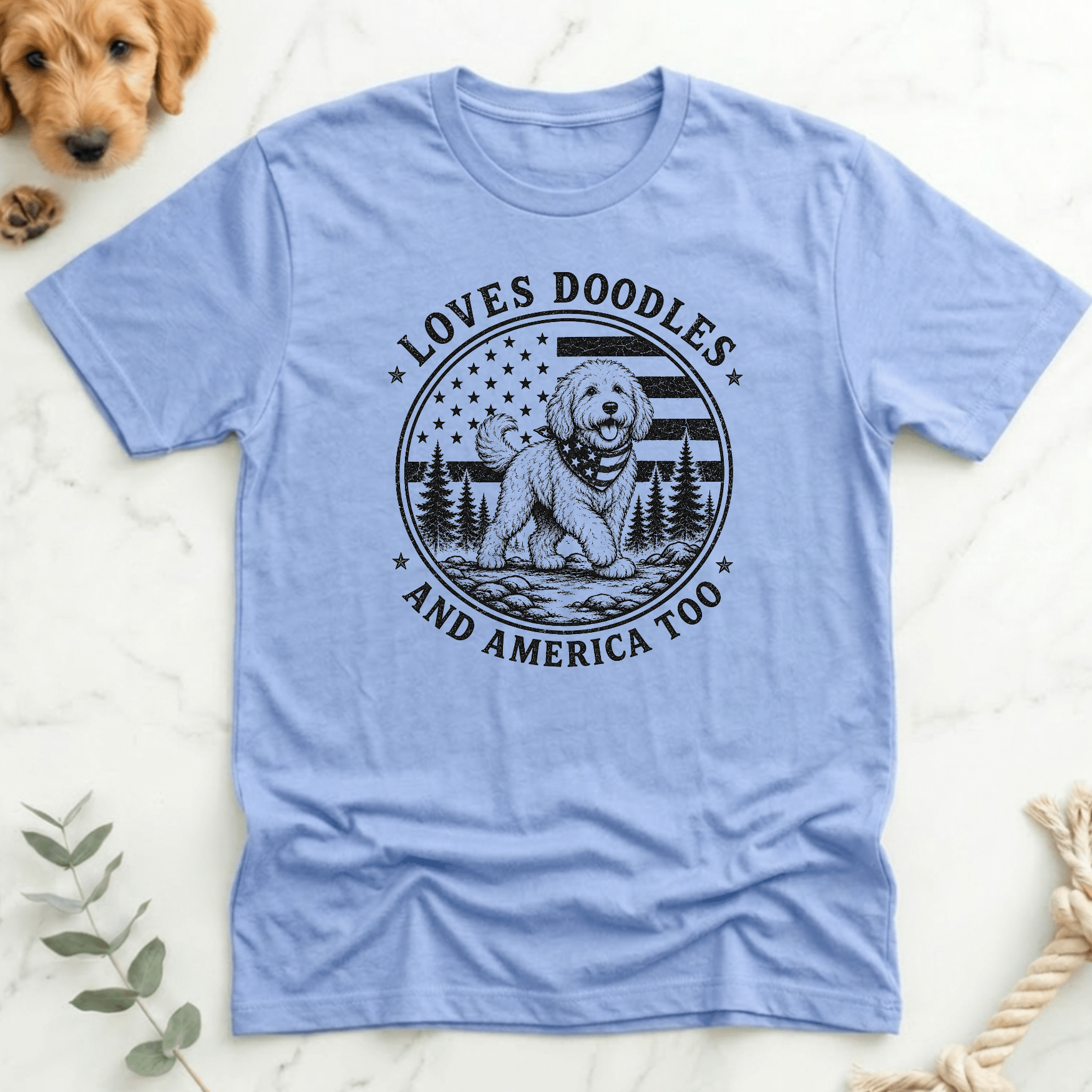 Loves Doodles and America Too T-Shirt - Doodle Brothers Co