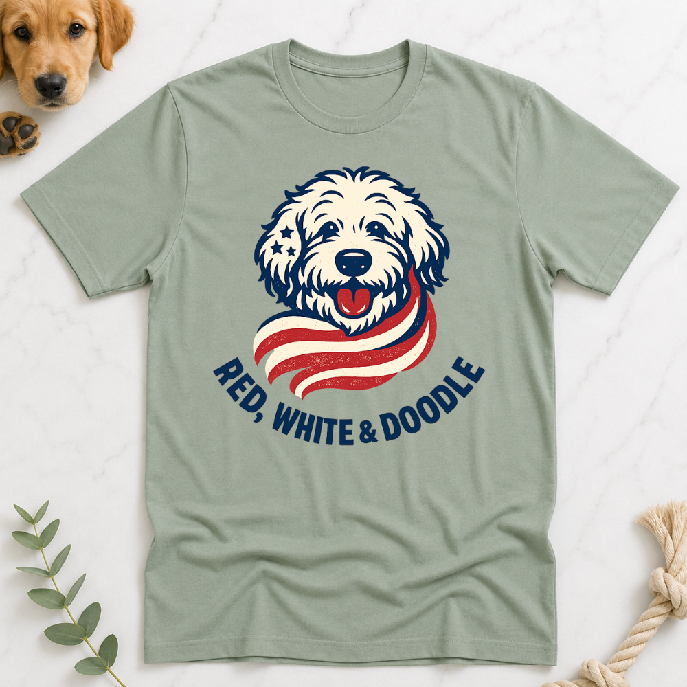 Red White Doodle Flag T-Shirt