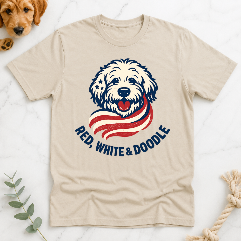 Red White Doodle Flag T-Shirt