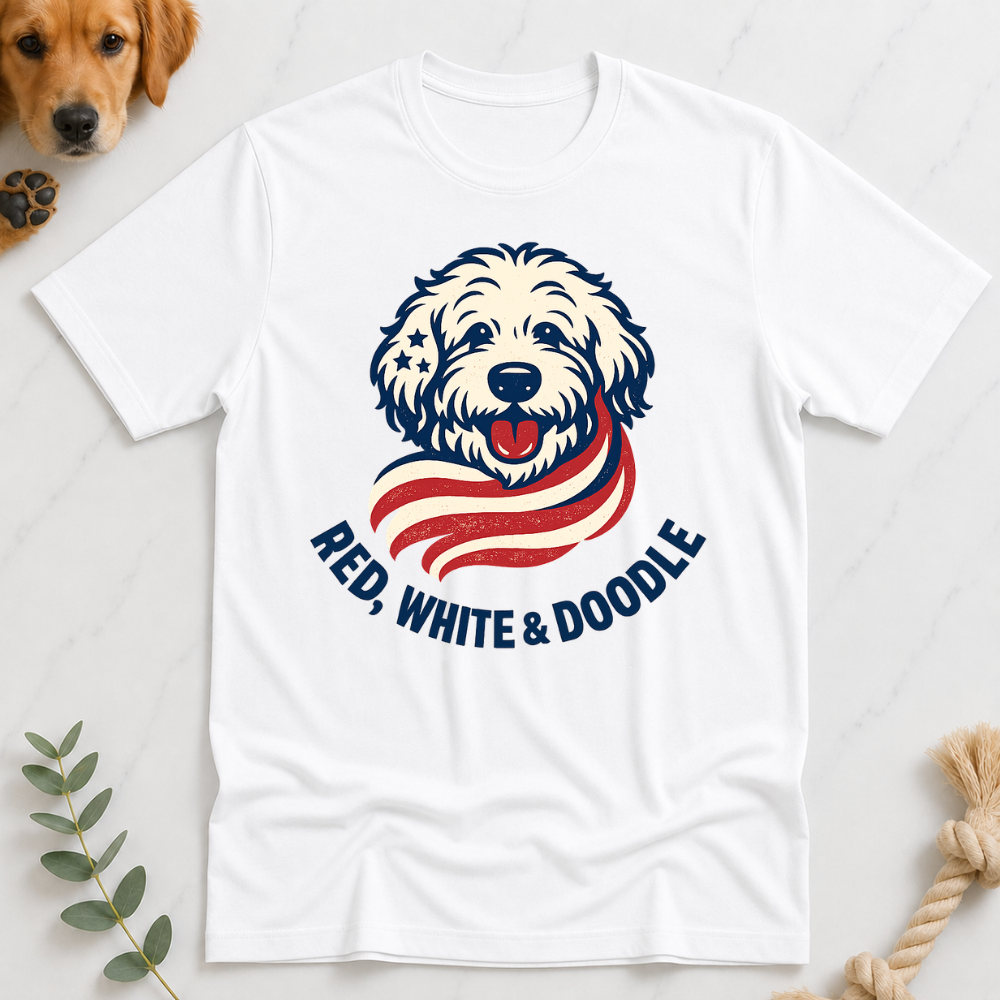 Red White Doodle Flag T-Shirt